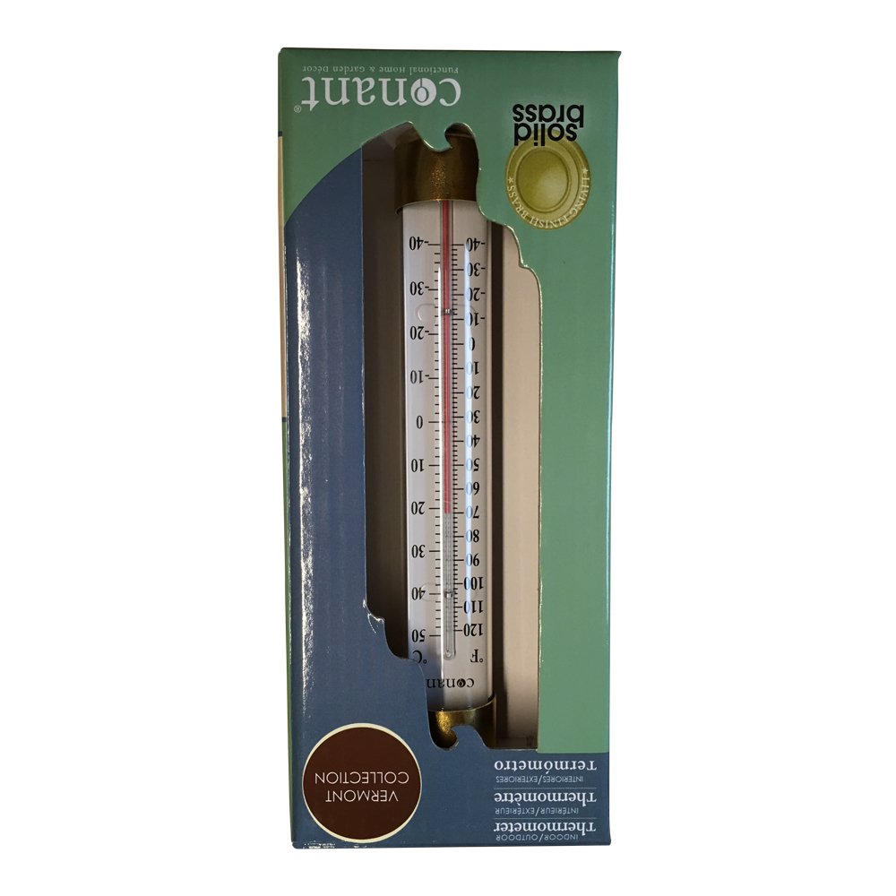 Termometer i messing og glas