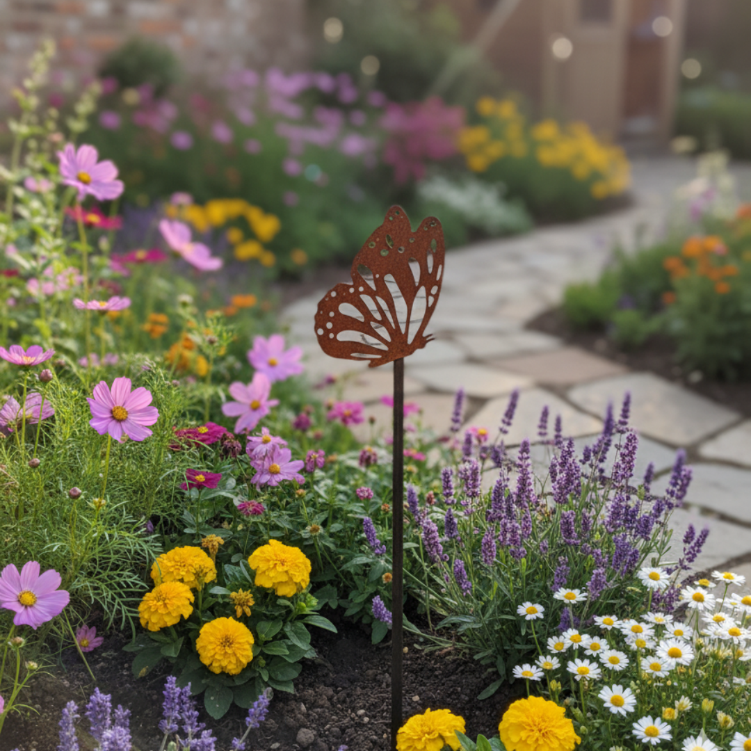 Figur i jern | Sommerfugl på spyd med foldede vinger