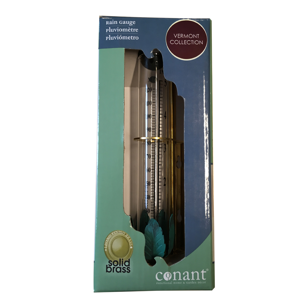 Regnmåler i messing og glas