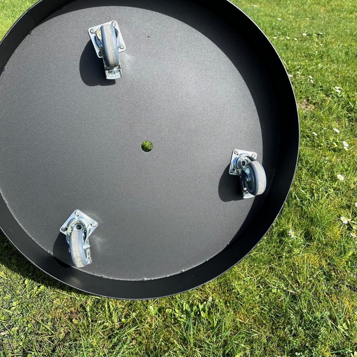 Rund plantekasse på hjul Ø79, sort-30 cm