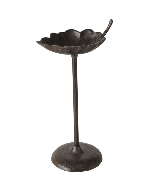 Fuglebad støbejern på høj fod | Kastanjeblad