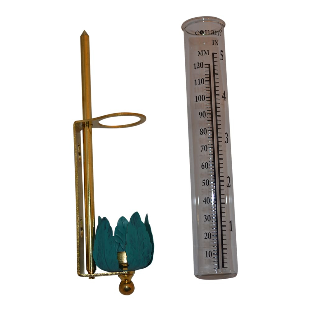 Regnmåler i messing og glas