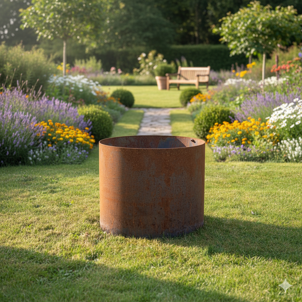 Rundt højbed Ø60, 40 cm høj | 2 mm cortenstål | Åben