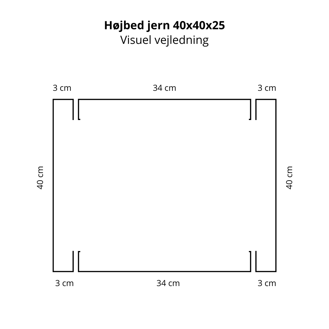 Højbed i jern | B40 H25 | L40 cm