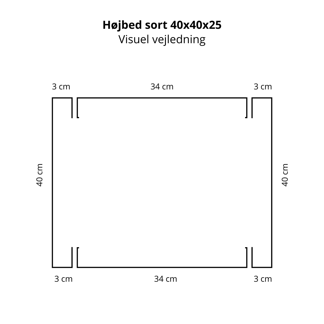 Højbed i sort | B40 H25 | L40 cm