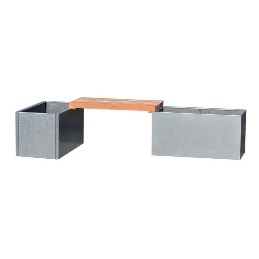 Højbede i galvaniseret stål med bænk | 80 x 40 x 40 cm