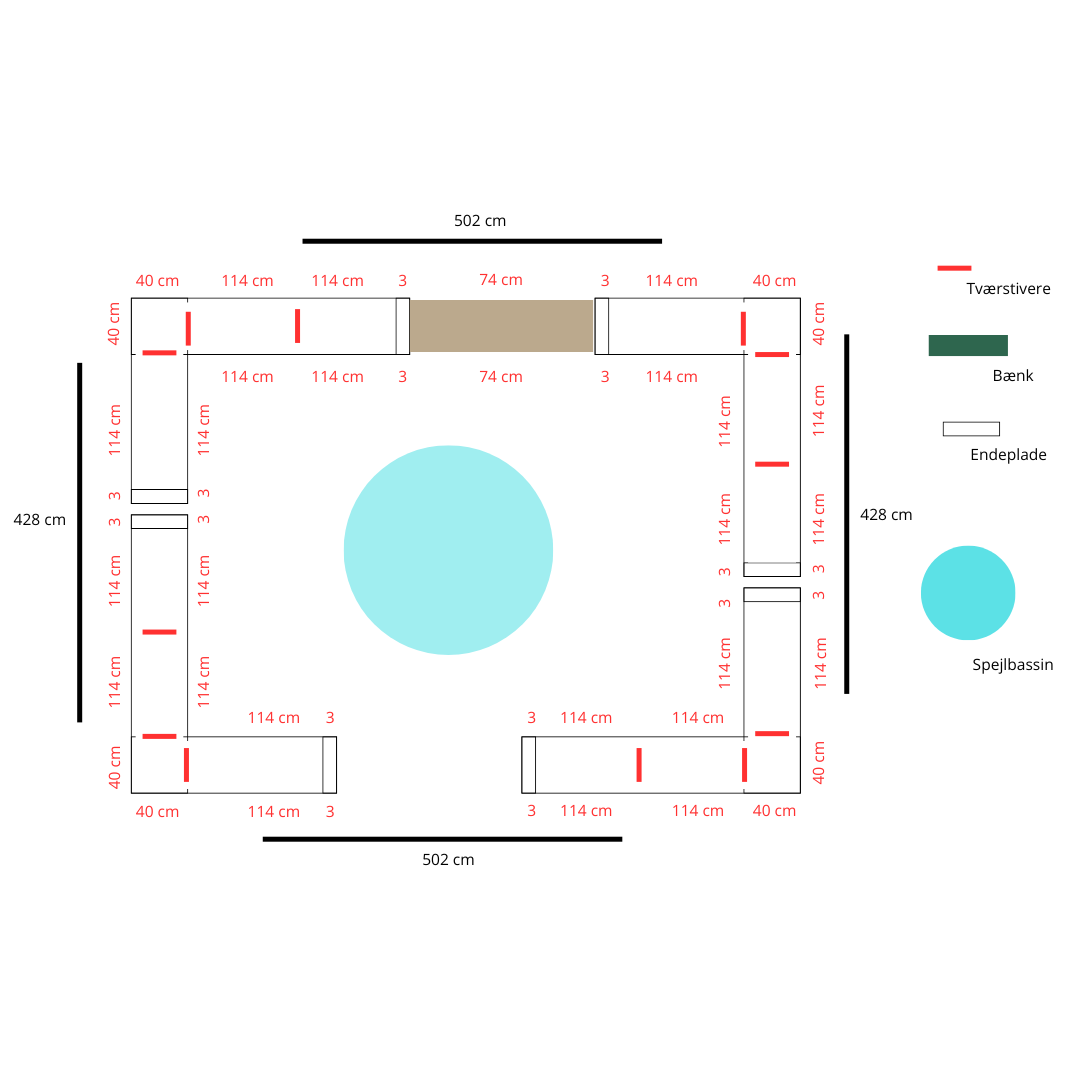 Sansehaven med sort spejlbassin med høj kant | Ø60