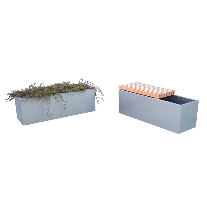 Højbede i galvaniseret stål med bænk | 120 x 40 x 40 cm