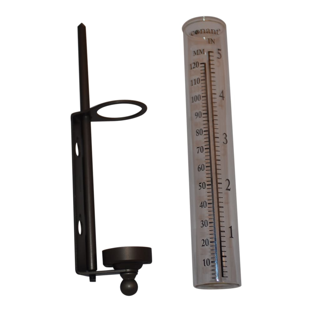 Regnmåler i bronzeret aluminium og glas