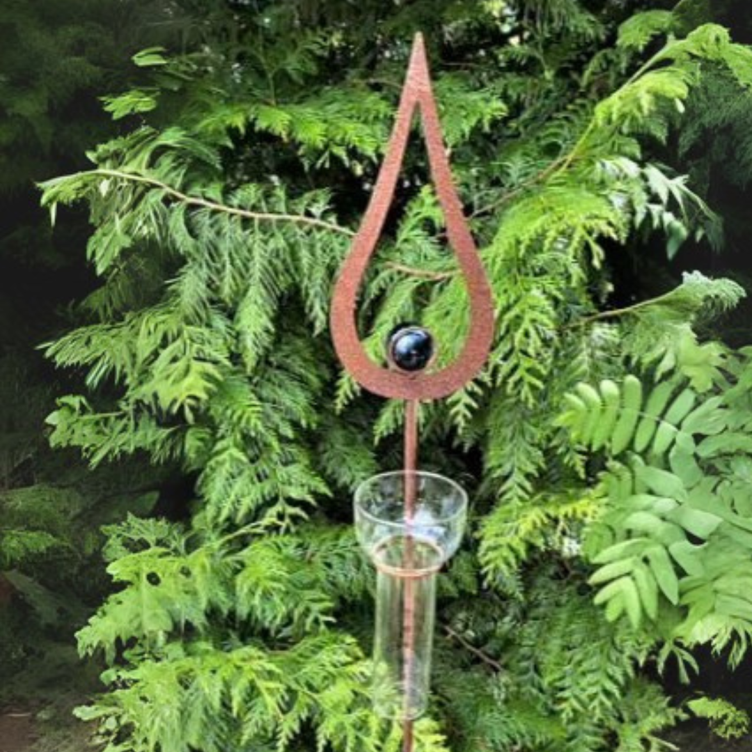 Regnmåler Dråbe og blå glaskugle