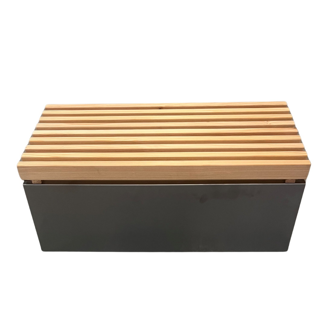 Højbed i jern med bænk | 80x40x25