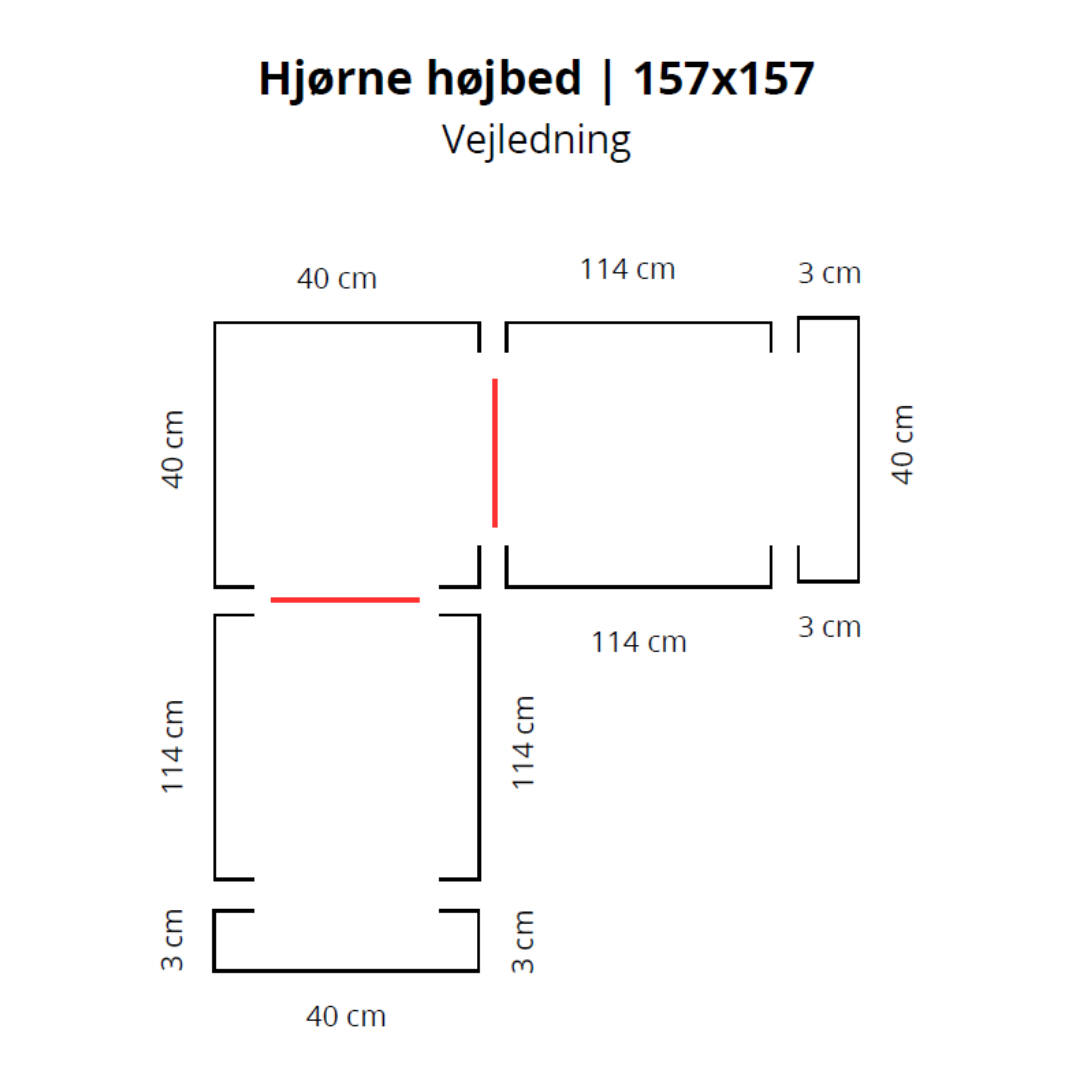 Hjørne højbed i galva | B40 H40 | Flere længder