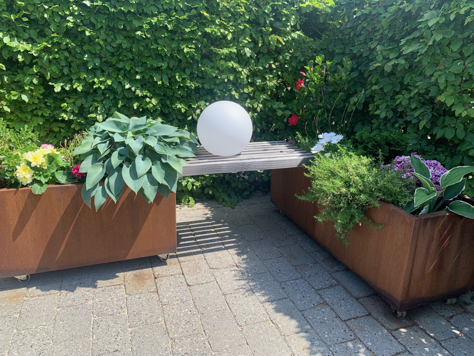 Plantekassesæt med bænk - 120 x 40 & 80 x 40 i cortenstål