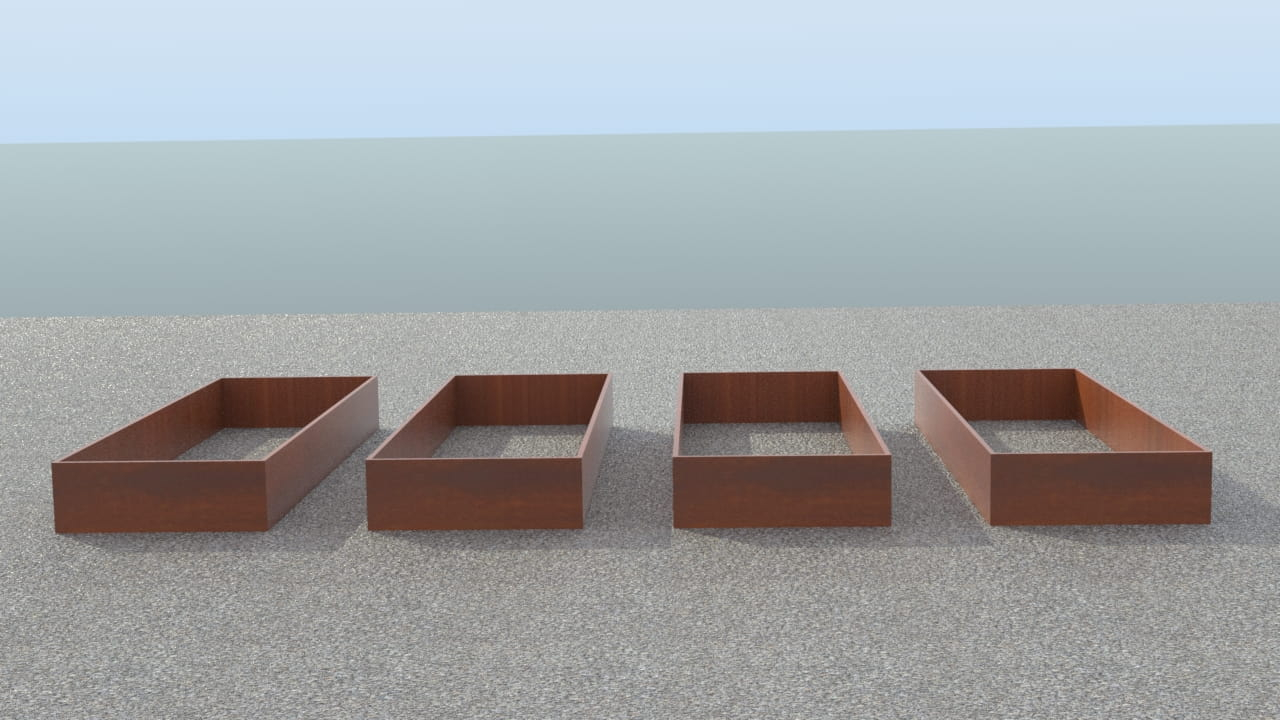 De 4 store højbede | Cortenstål