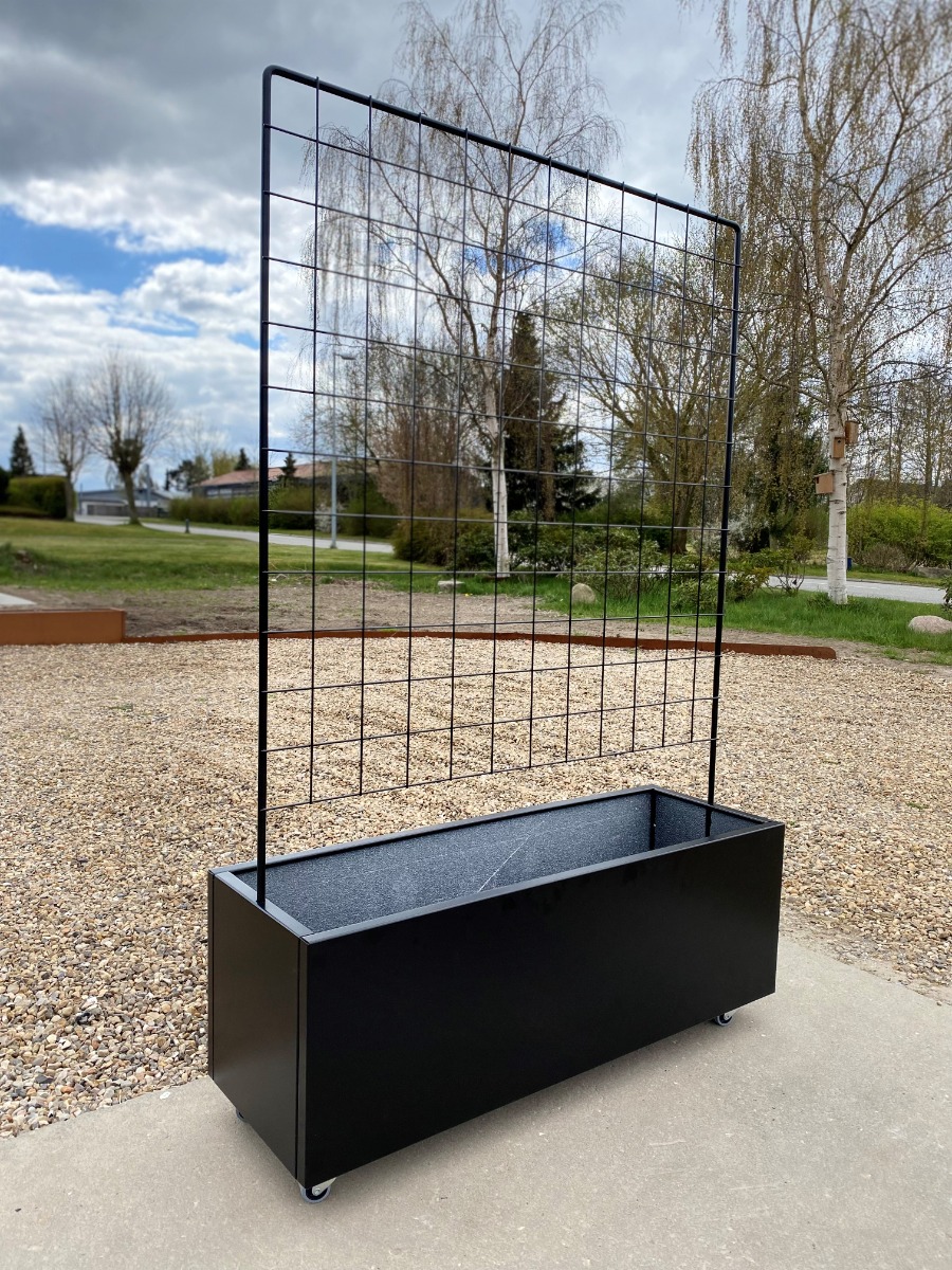 Sort plantekasse m/ espalier - 120 x 40 x 40 cm