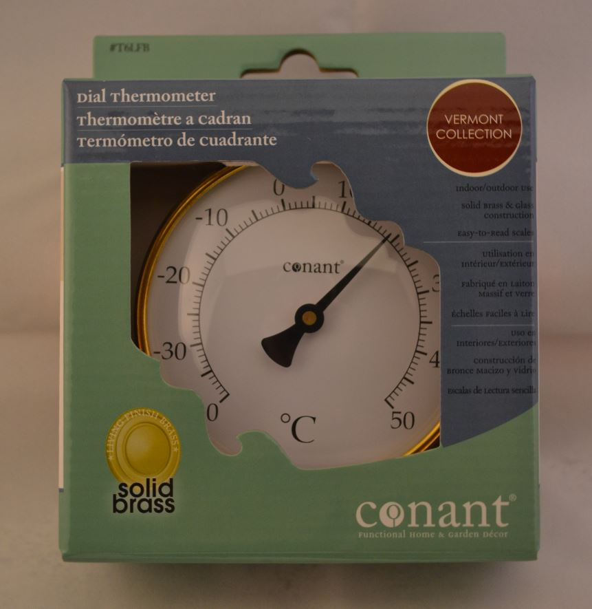 Rundt termometer i messing