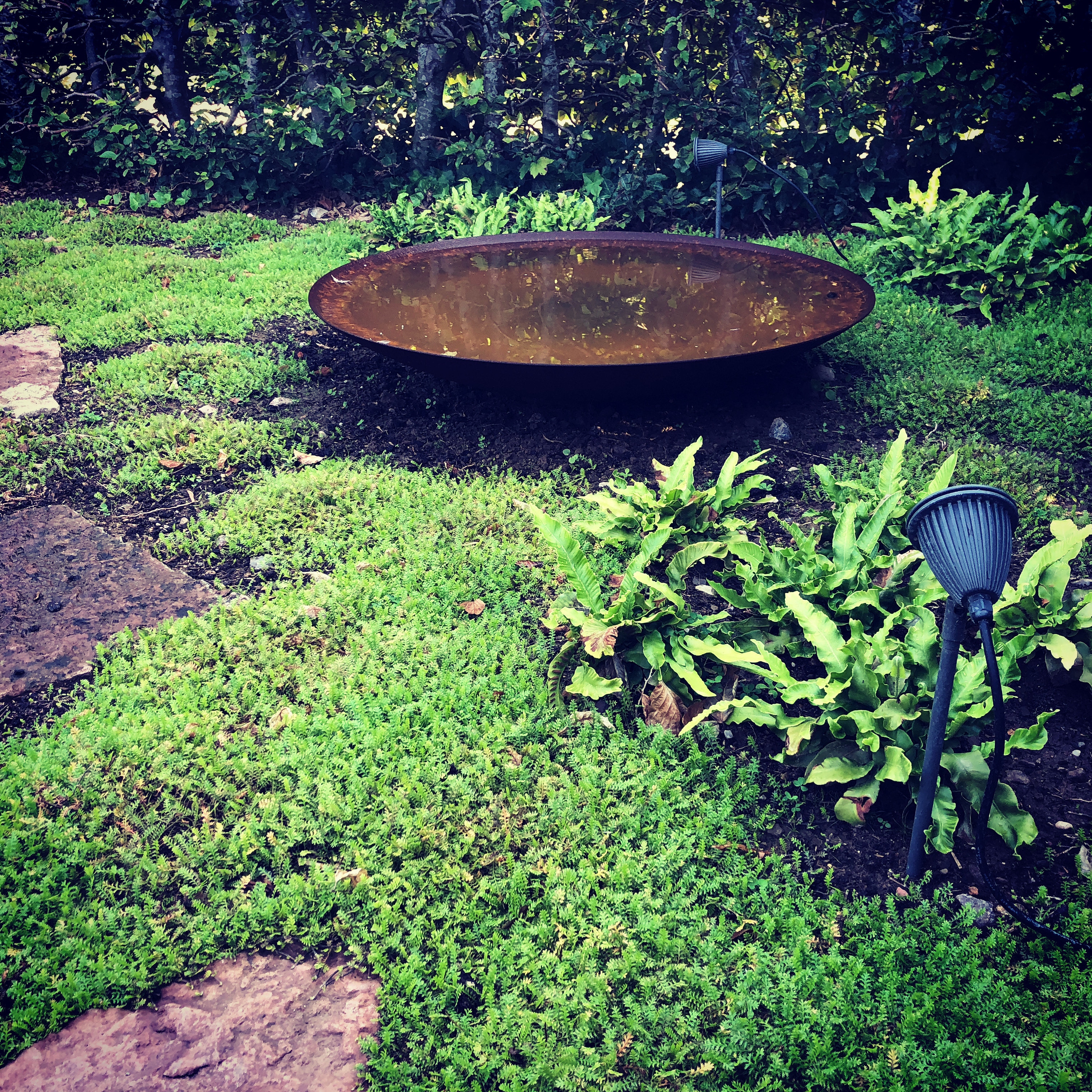 Spejlbassin i cortenstål med påsvejst fod | Ø150 cm