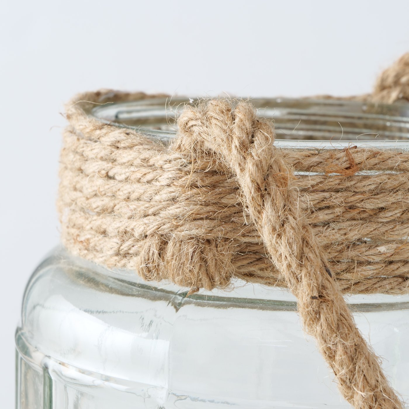 Klar glaslanterne Viseo med jutehank
