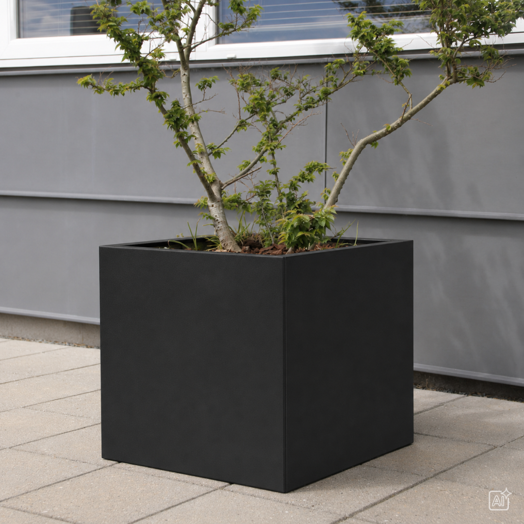 Plantekasse 40x40cm | Sort struktur | Flere længder