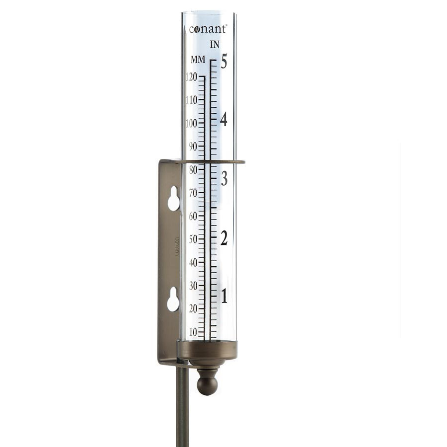 Regnmåler i bronzeret aluminium og glas