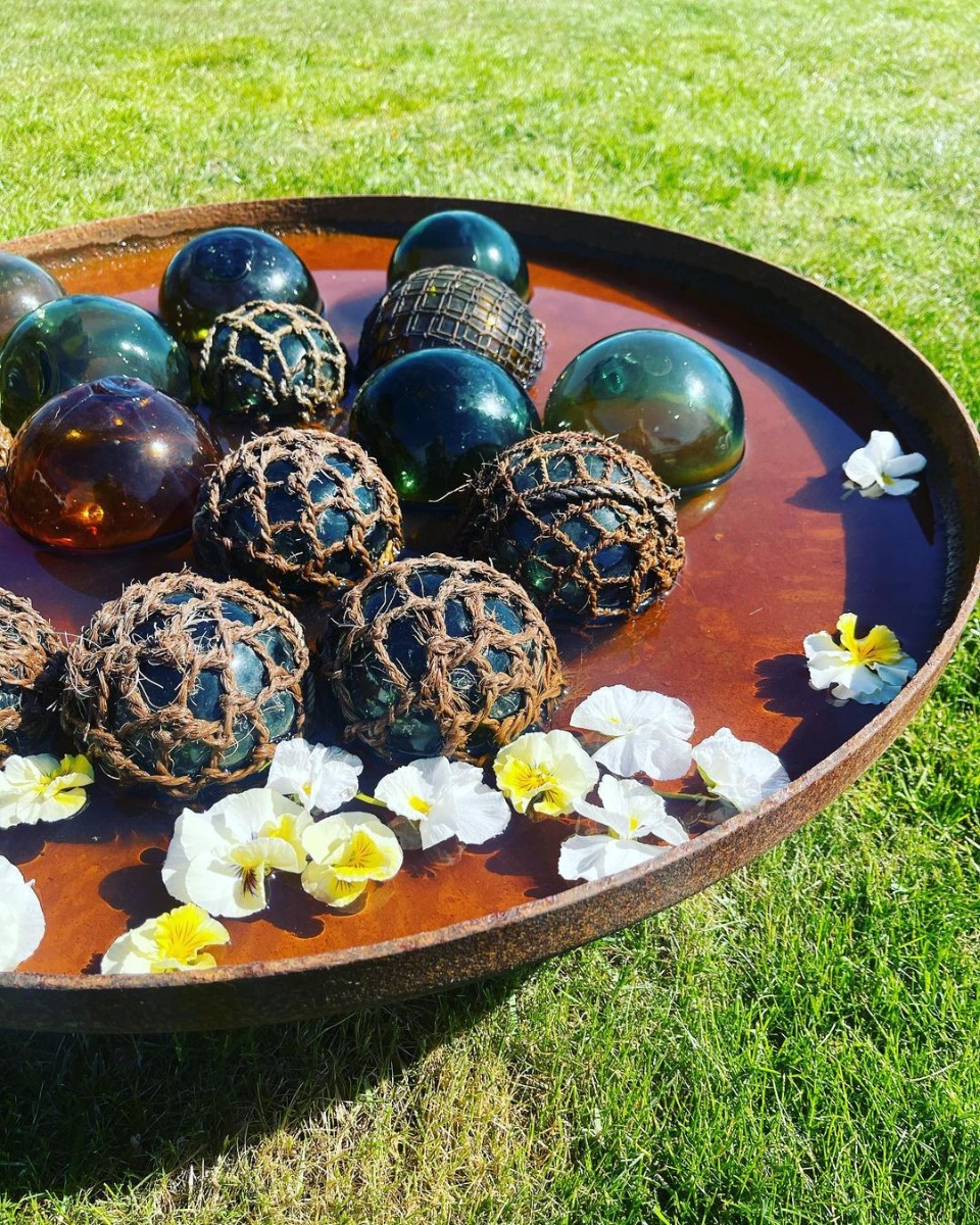 Rundt spejlbassin natur/ rust.-60 cm