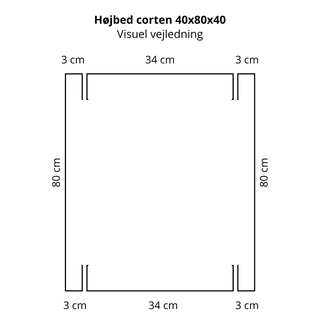 Højbed i cortenstål | B80 H40 | L40 cm