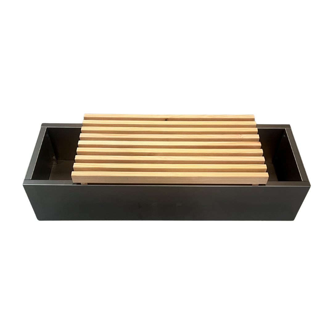 Plantekasse i jern med bænk | 120x40x25