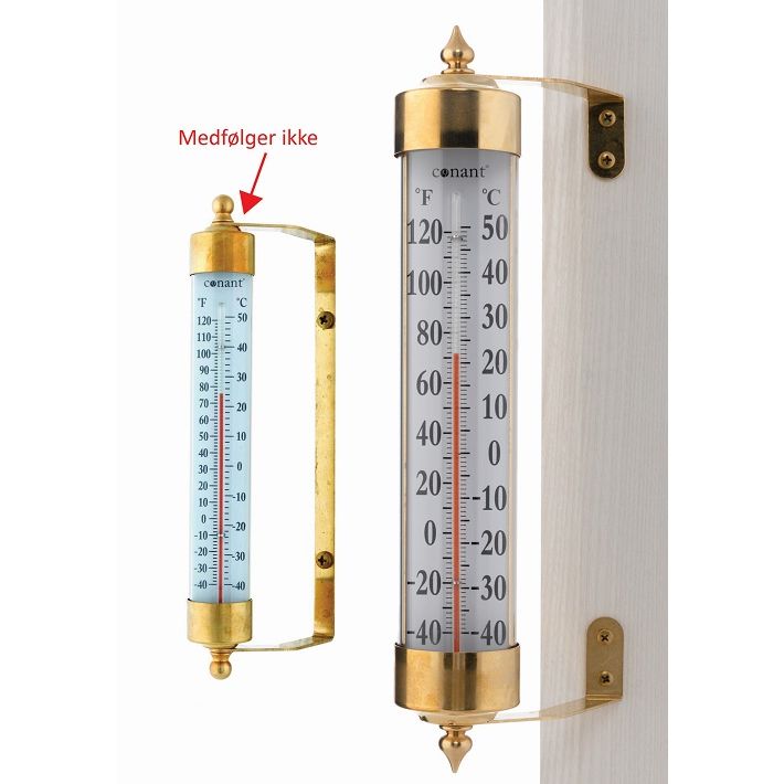 Stort termometer i messing og glas