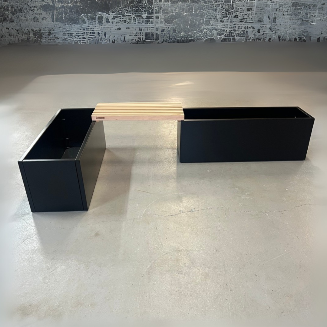 Sorte højbede med bænk | 120 x 40 x 40