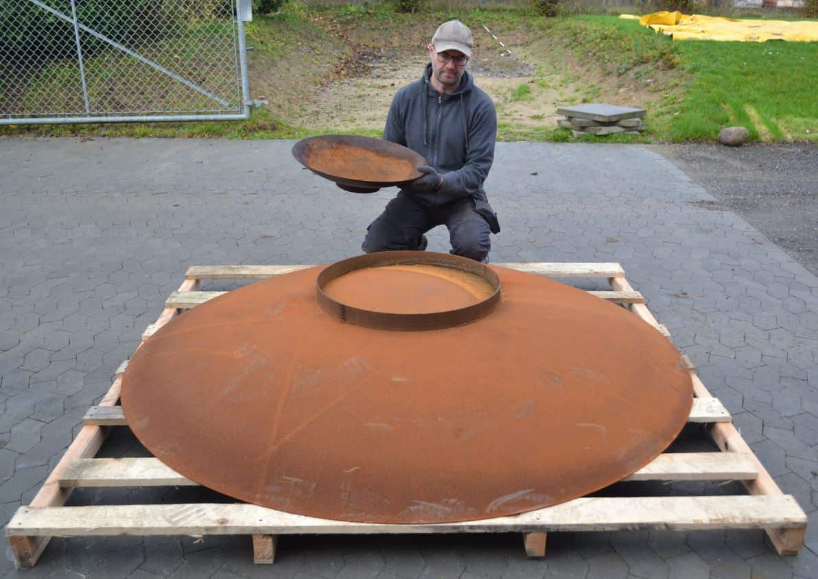 Spejlbassin i corten inkl. fod - Ø200