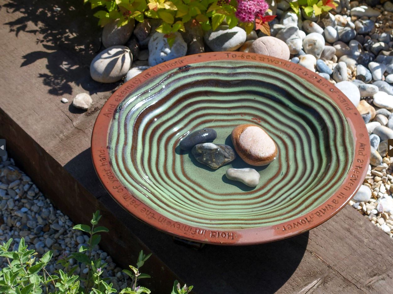 Echoes fuglebad glaseret terracotta