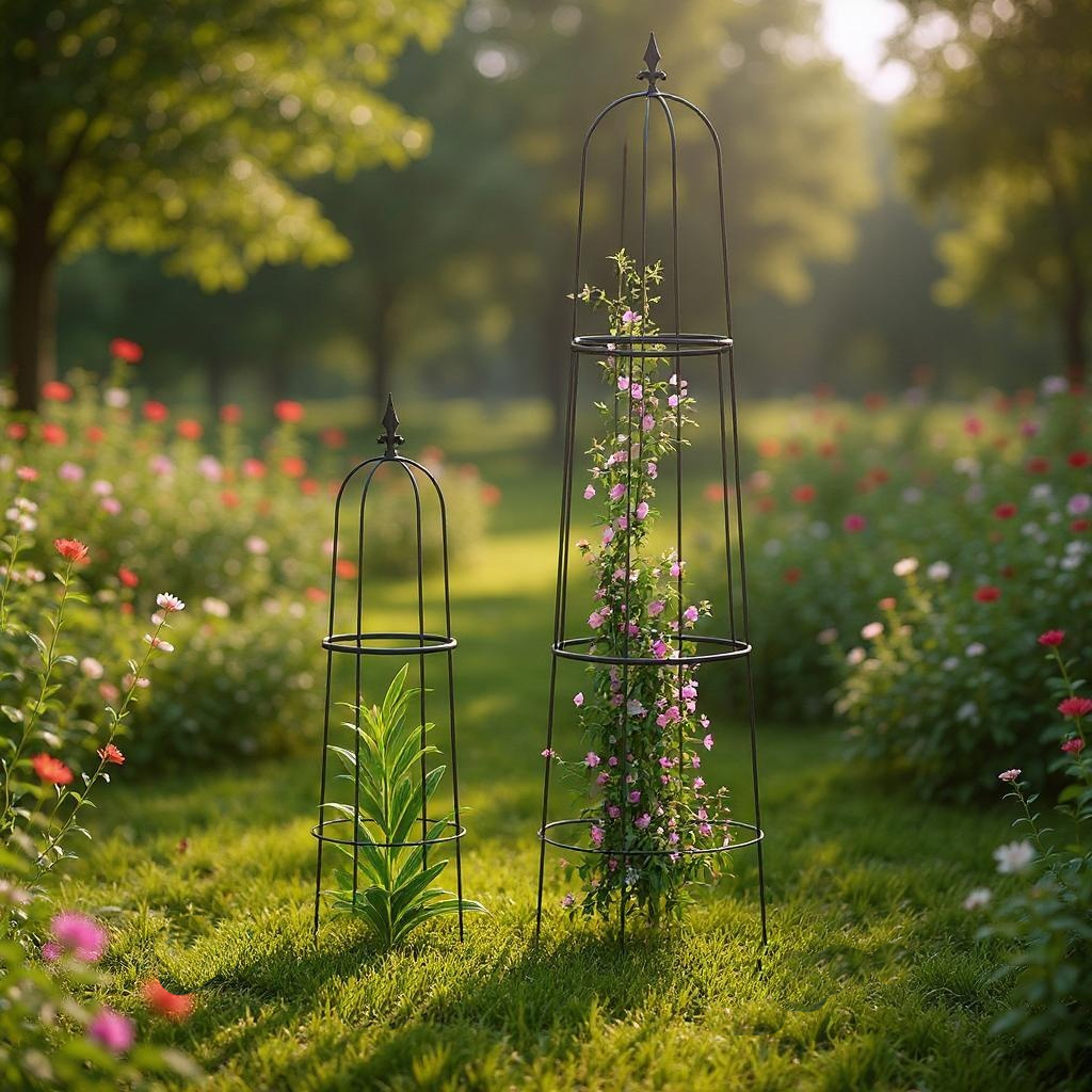 Obelisk buet med topdekoration | Sæt med 2 størrelse