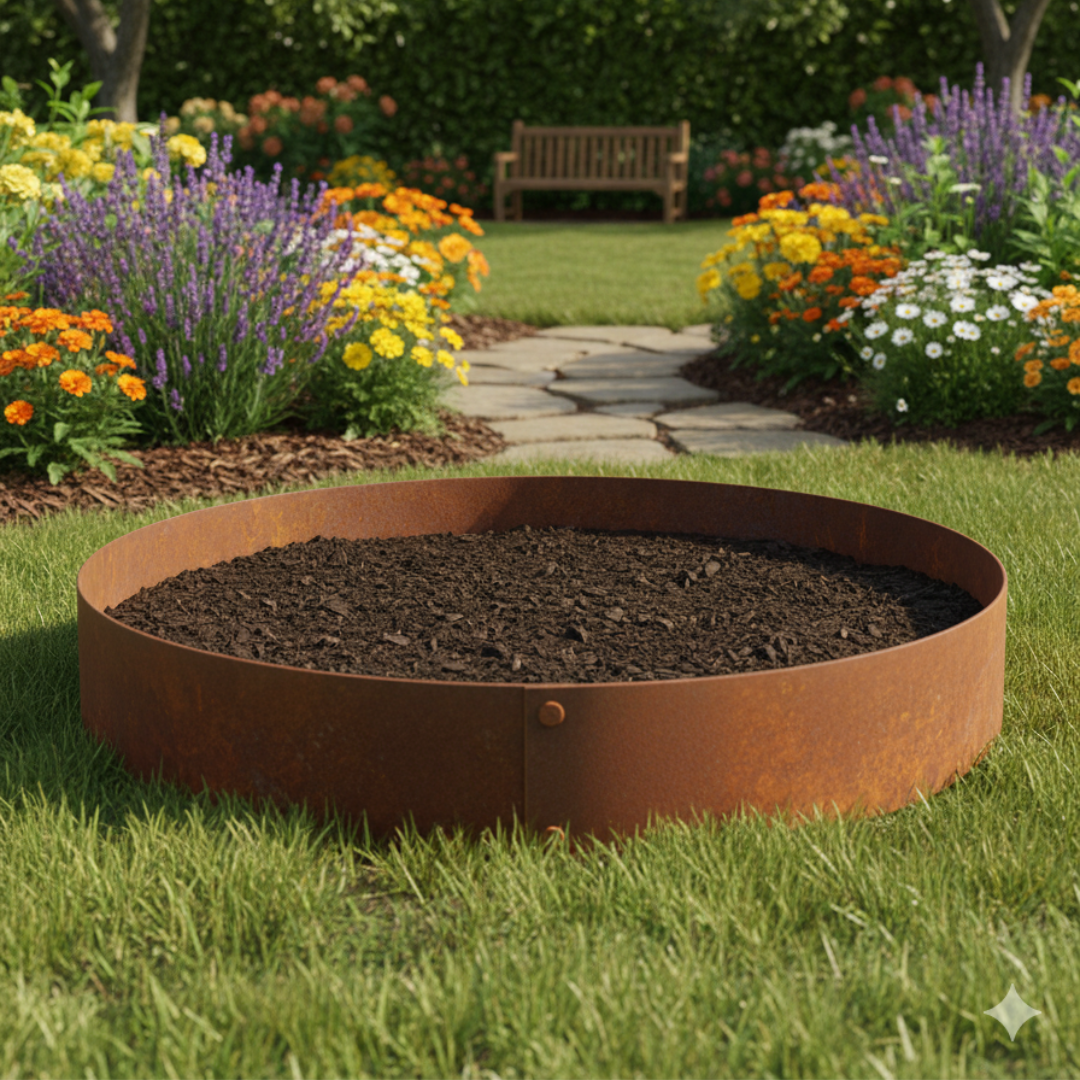 Rundt højbed Ø60, 20 cm høj | 2 mm cortenstål | Åben