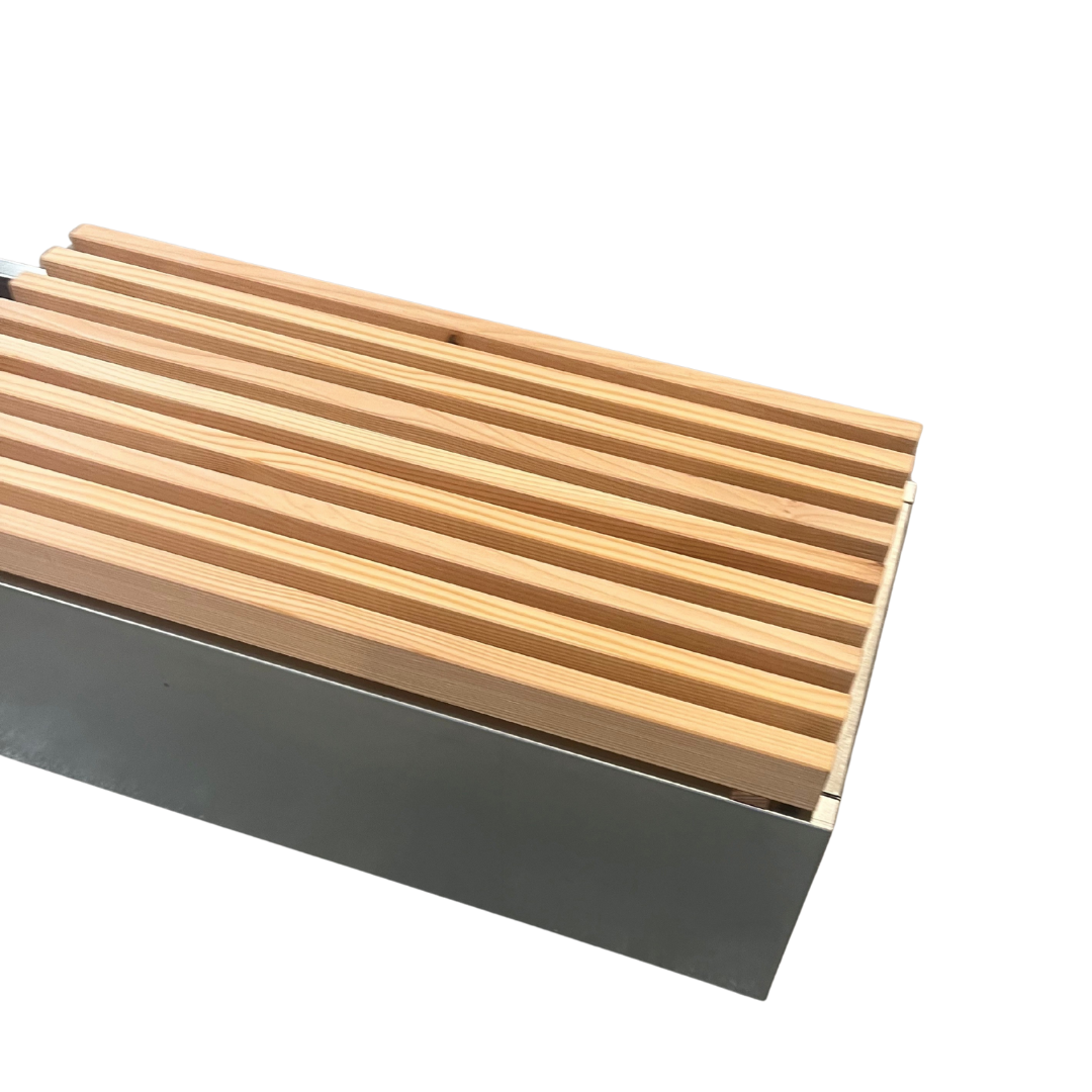 Plantekasse i galva med bænk | 120x40x25