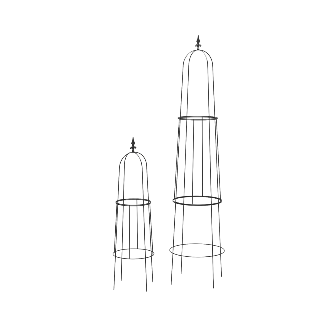Obelisk buet med topdekoration | Sæt med 2 størrelse