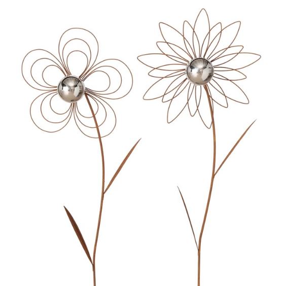 Dekoration Creola blomster på spyd | 2 forskellige i sættet