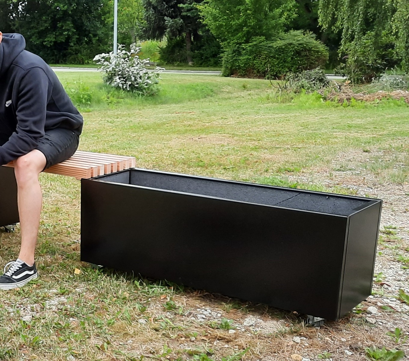 Sort plantekasse | 120 x 40 x 40 cm