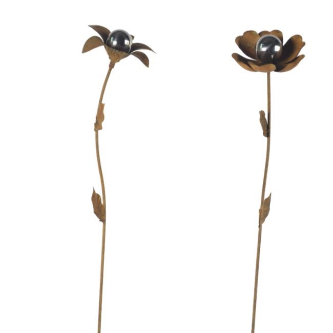 Blomster med sølvfarvet kugle - sæt med 2 stk.