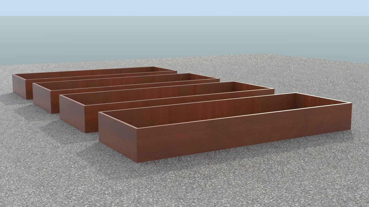 De 4 store højbede | Cortenstål