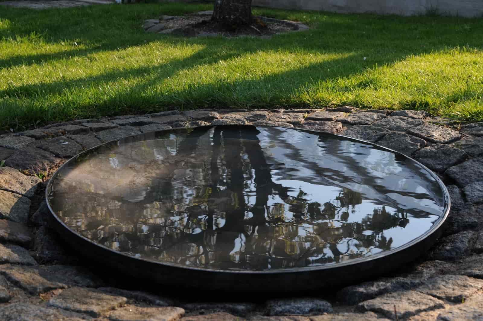 Rundt spejlbassin natur/ rust.-60 cm